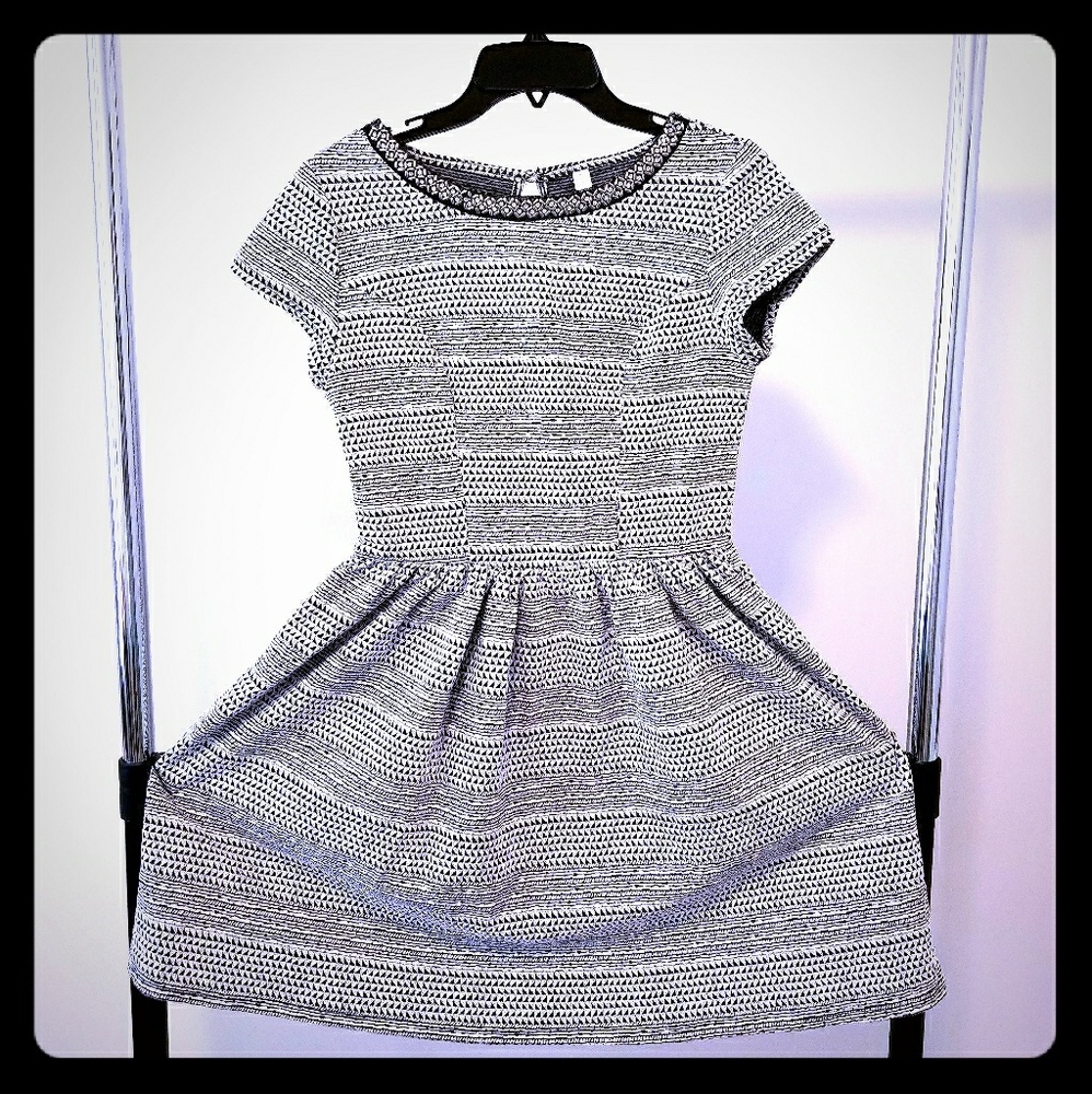 Midi Dress w/Embellised Neckline